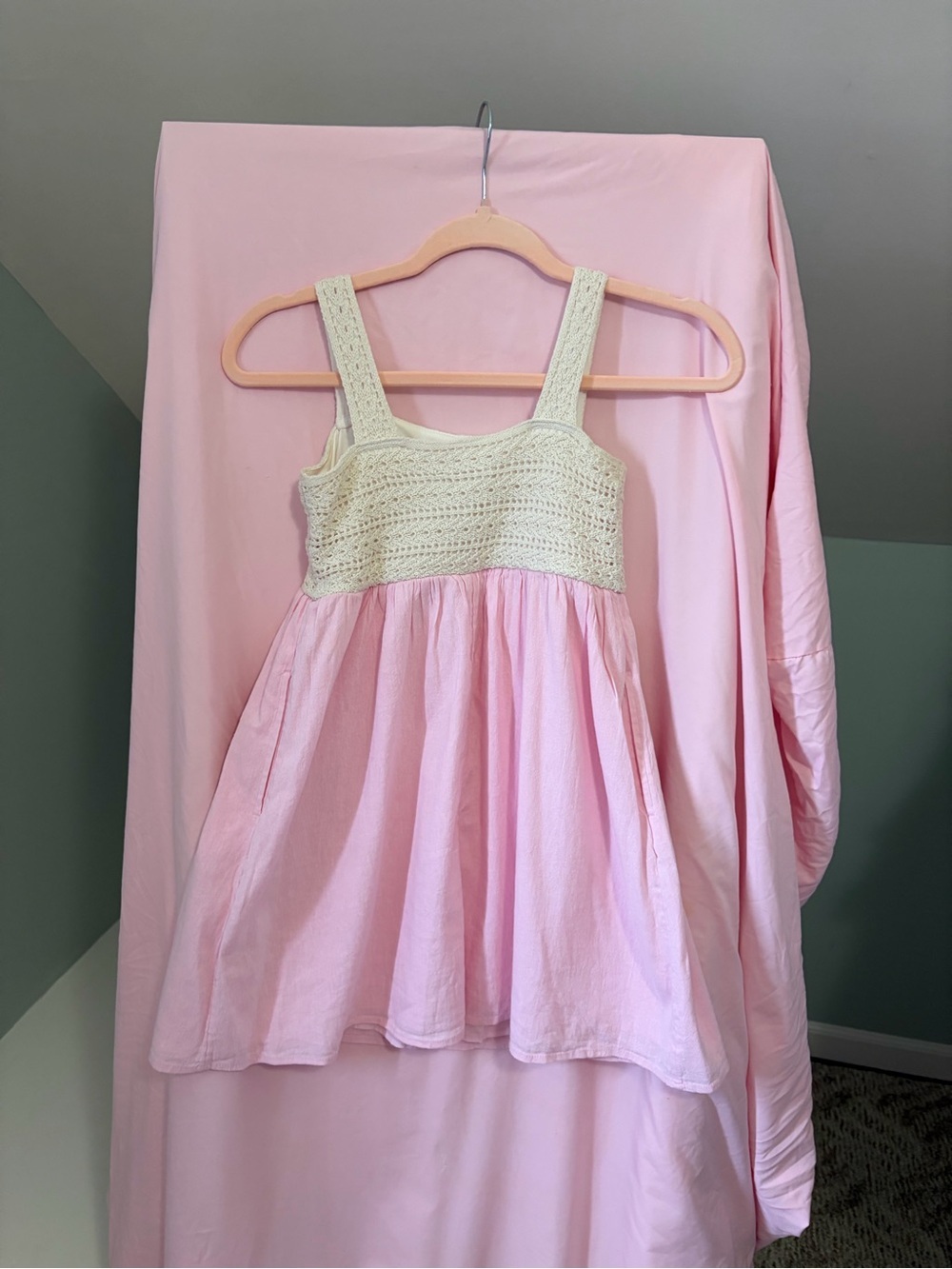 abercrombie kids Cream Crochet Knit & prink dress size 9/10 - Picture 2 of 6